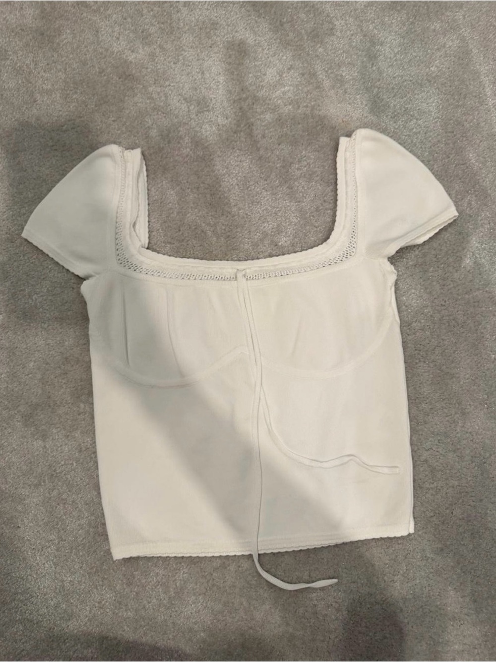 House of CB White Square Neck Crop Top with Short Puff Sleeves